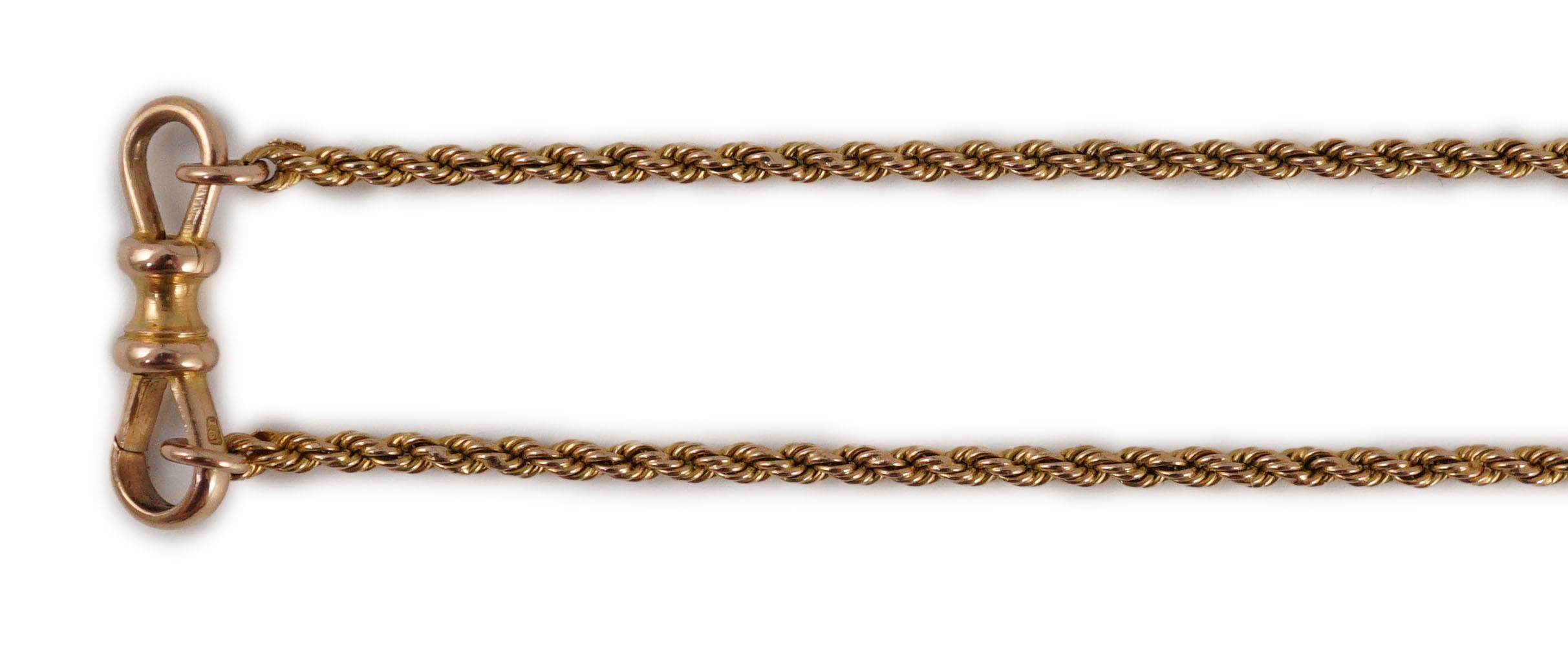 An early 20th century 15ct gold rope twist guard chain